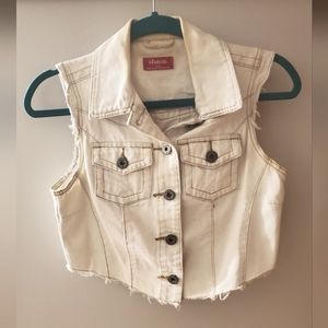SHASA Distressed White Jean Vest
